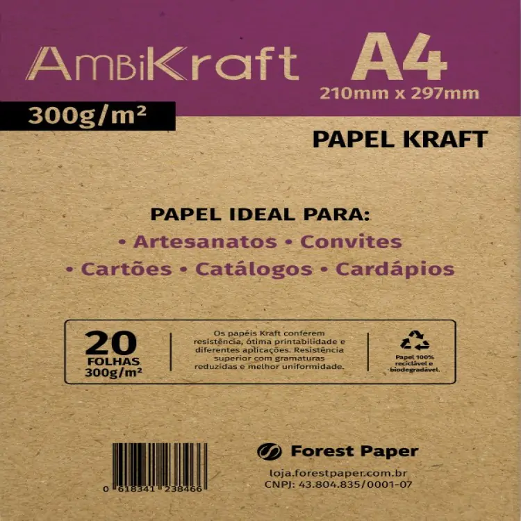 PAPEL KRAFT A4 300g - Imagem: 1