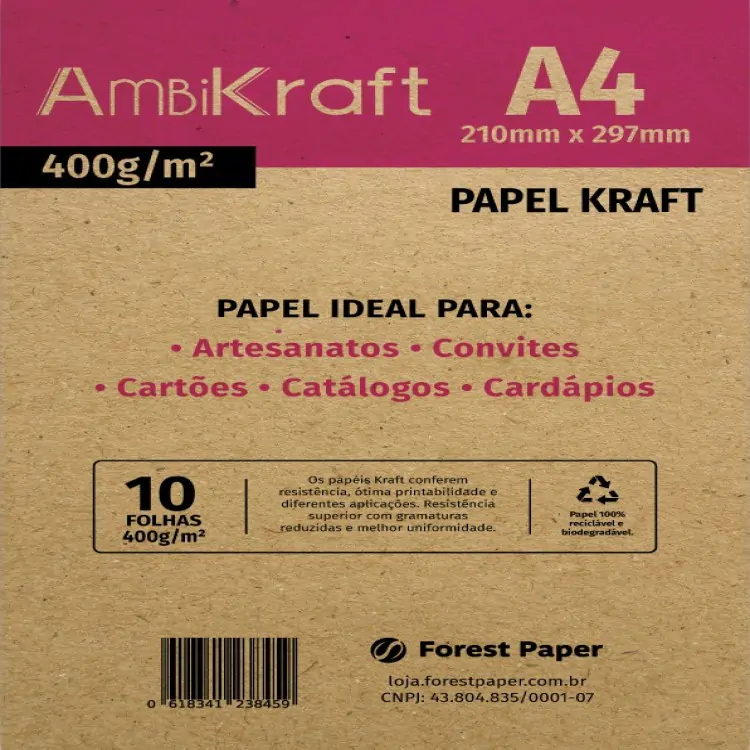PAPEL KRAFT A4 400g - Imagem: 1